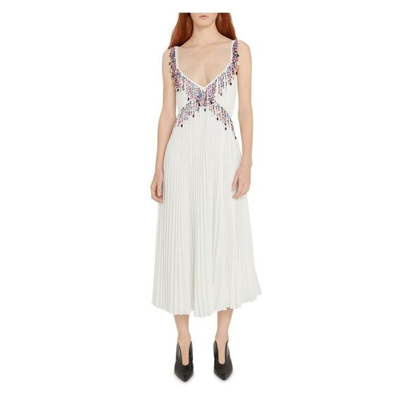 CHRISTOPHER KANE Womens White Lined Adjustable Spaghetti Strap Midi Dress 8 - Picture 1 of 3